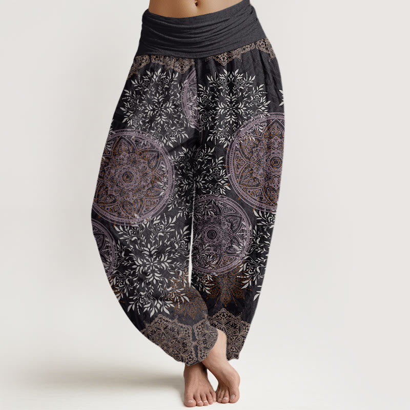 Buddha Stonesコットンマンダラ柄リーフレディース伸縮性ウエストハーレムパンツ - 薄暗い灰色 - US22、 UK/AU26、 EU54 (6XL) - image 7