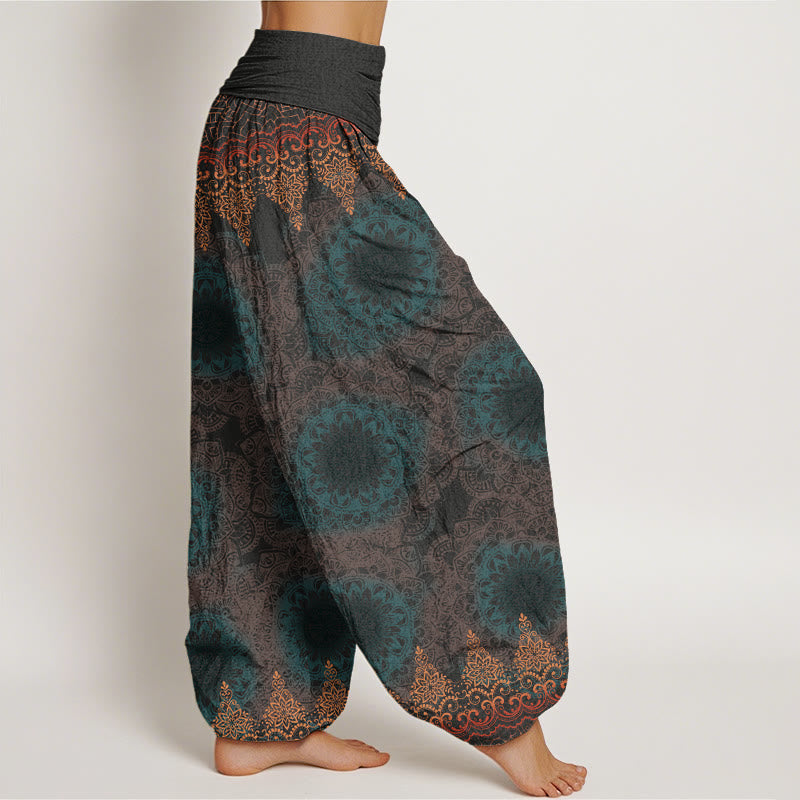 Buddha Stonesの三角形の曼荼羅模様のレディース伸縮性ウエストハーレムパンツ - image 6