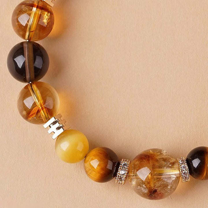 Buddha Stonesシトリン トパーズ タイガーアイ 幸福のブレスレット