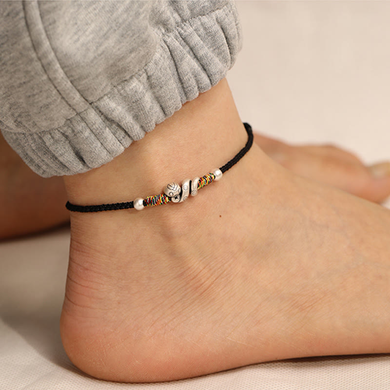 Buddha Stonesの赤紐999スターリングシルバー 蛇年アンクレット - 黒い糸 - image 12