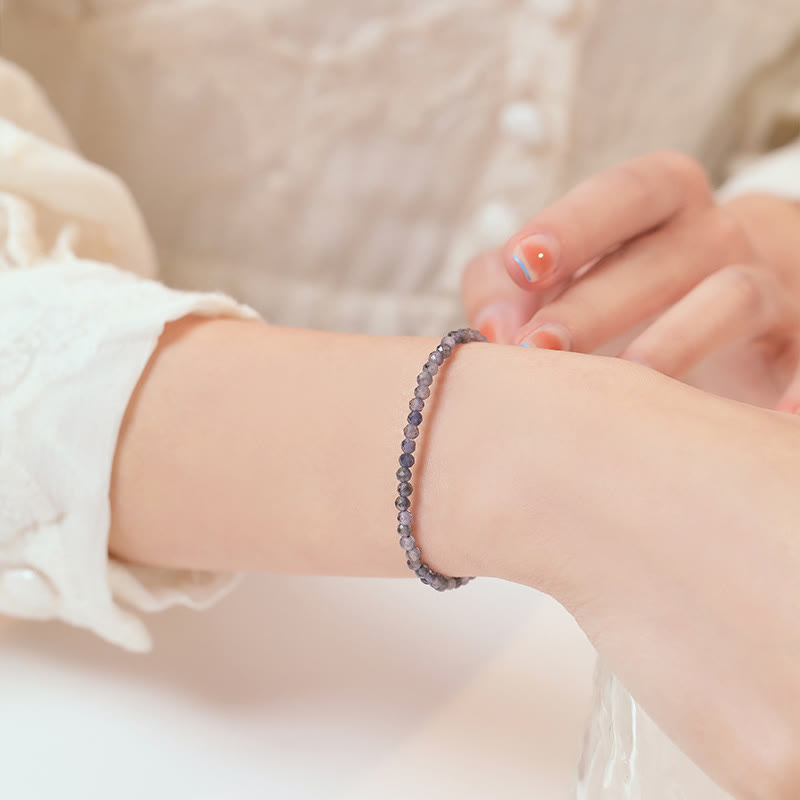 Buddha Stones 3mm アメジスト アイオライト極細ビーズビーズ 14K ゴールドメッキ 銅 コミュニケーションブレスレット - image 9