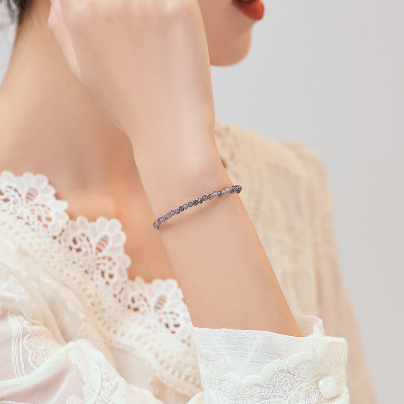 Buddha Stones 3mm アメジスト アイオライト極細ビーズビーズ 14K ゴールドメッキ 銅 コミュニケーションブレスレット - image 3