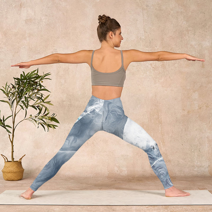 Buddha Stonesライトスレートグレー ホワイトキャット エクササイズレギンス レディース ヨガパンツ - image 10