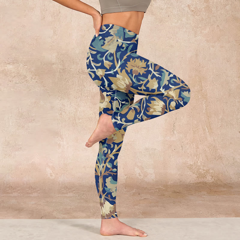 Buddha Stonesと蓮の花が繋がった柄のジムレギンス レディース ヨガパンツ - image 17