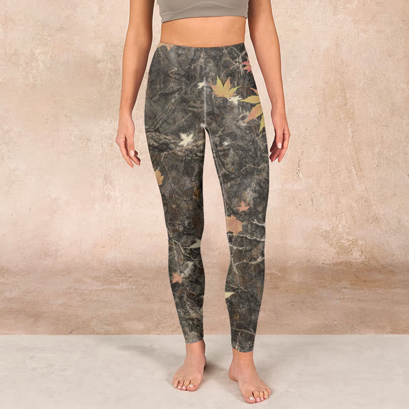 Buddha Stonesとメープルリーフのプリントジムレギンスレディースヨガパンツ - image 1