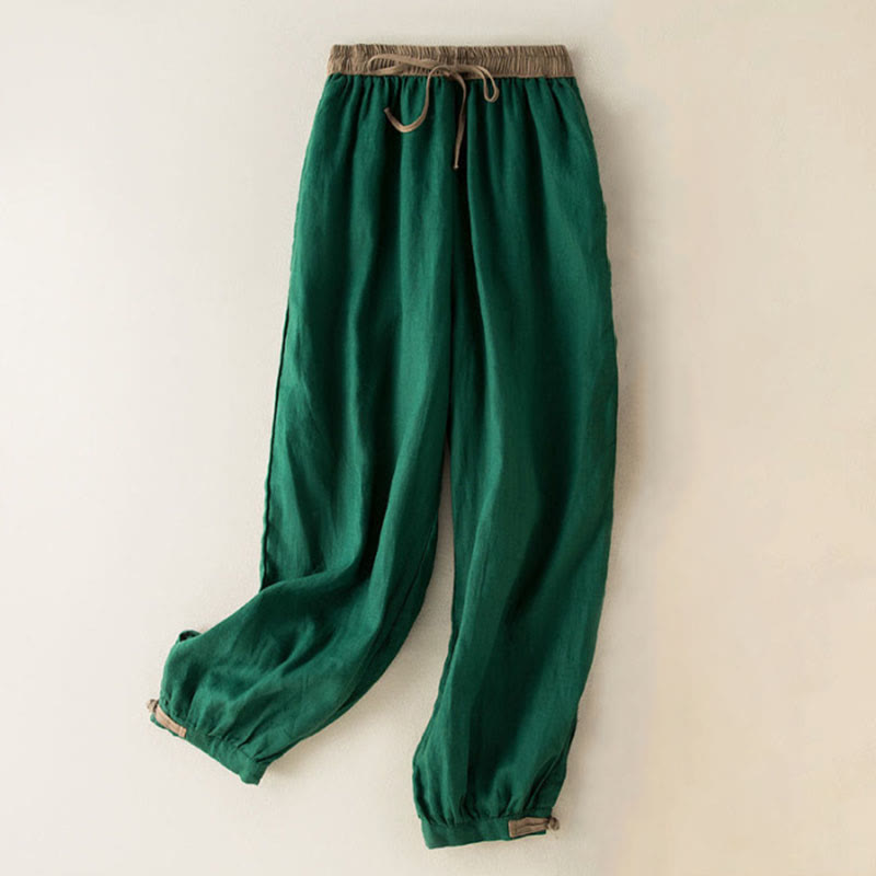 Buddha Stones レディース 無地コットン素材 ドローストリング サルエルパンツ ポケット付 - 緑 - US16、 UK/AU20、 EU48 (3XL) - image 10