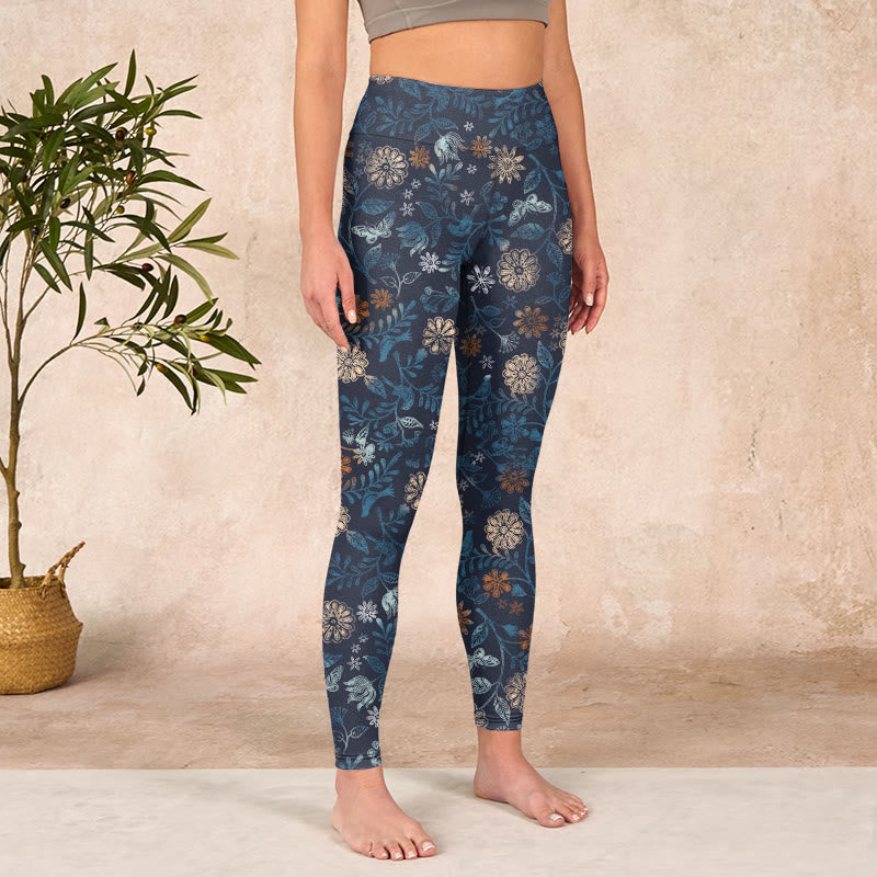 Buddha Stones New York アスターフラワーリーフプリント ジムフィットネスレギンス レディース ヨガパンツ - image 3