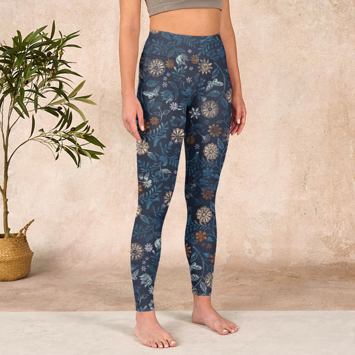 Buddha Stones New York アスターフラワーリーフプリント ジムフィットネスレギンス レディース ヨガパンツ - image 3