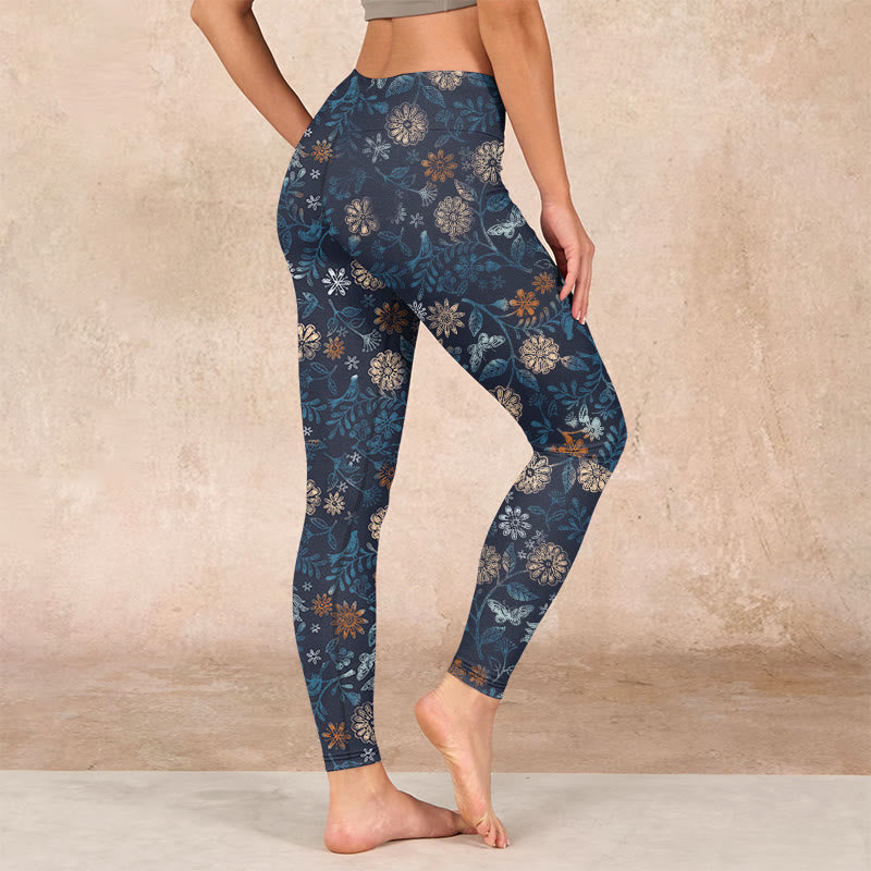 Buddha Stones New York アスターフラワーリーフプリント ジムフィットネスレギンス レディース ヨガパンツ - image 2