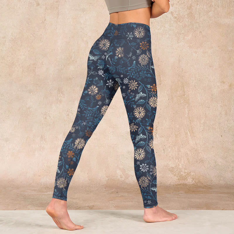Buddha Stones New York アスターフラワーリーフプリント ジムフィットネスレギンス レディース ヨガパンツ - image 4