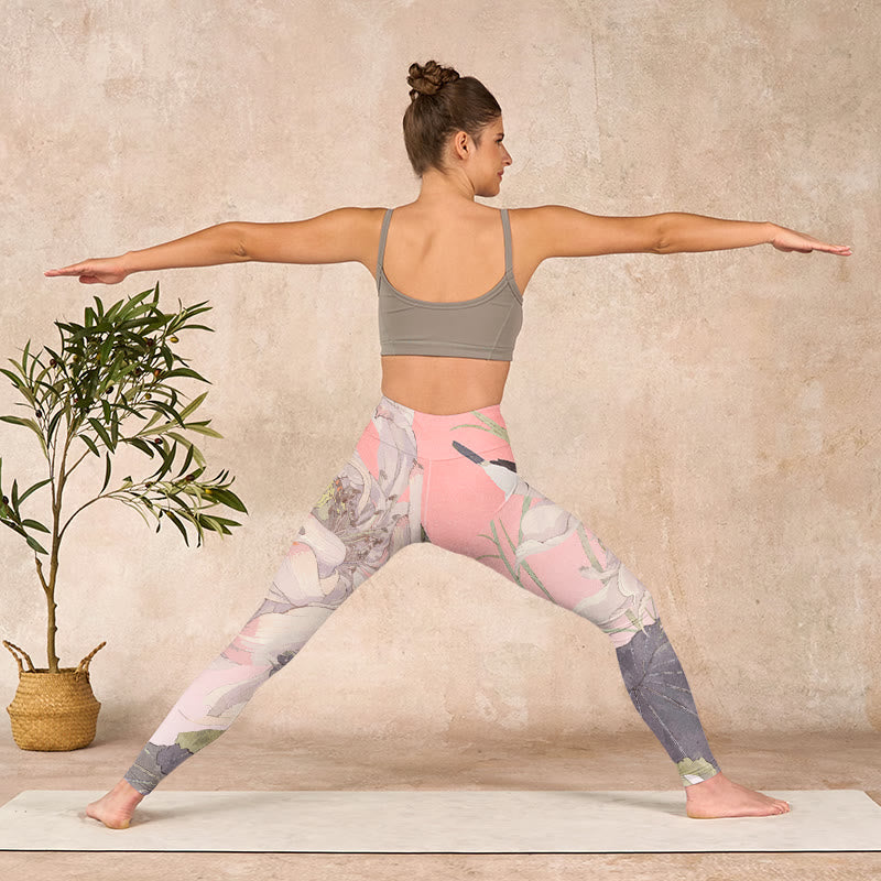 枯れた白い蓮のBuddha Stonesのジムレギンス レディース ヨガパンツ - image 11