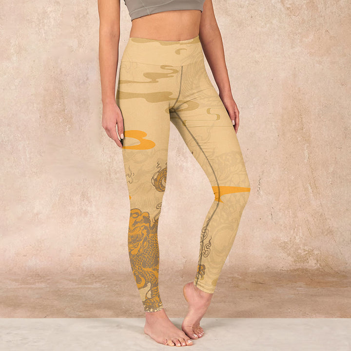 Buddha Stonesと貔貅雲柄のジムレギンス レディース ヨガパンツ - image 0