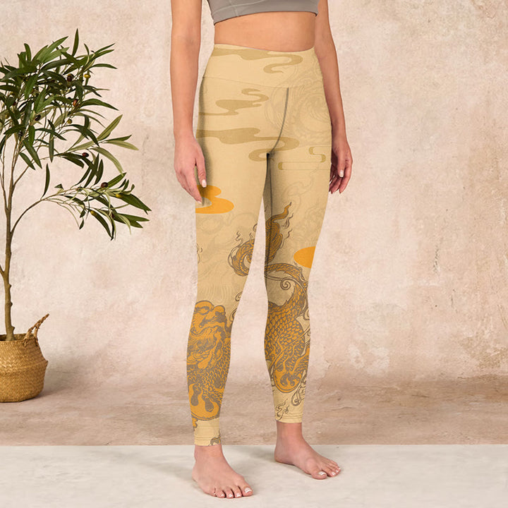 Buddha Stonesと貔貅雲柄のジムレギンス レディース ヨガパンツ - image 3
