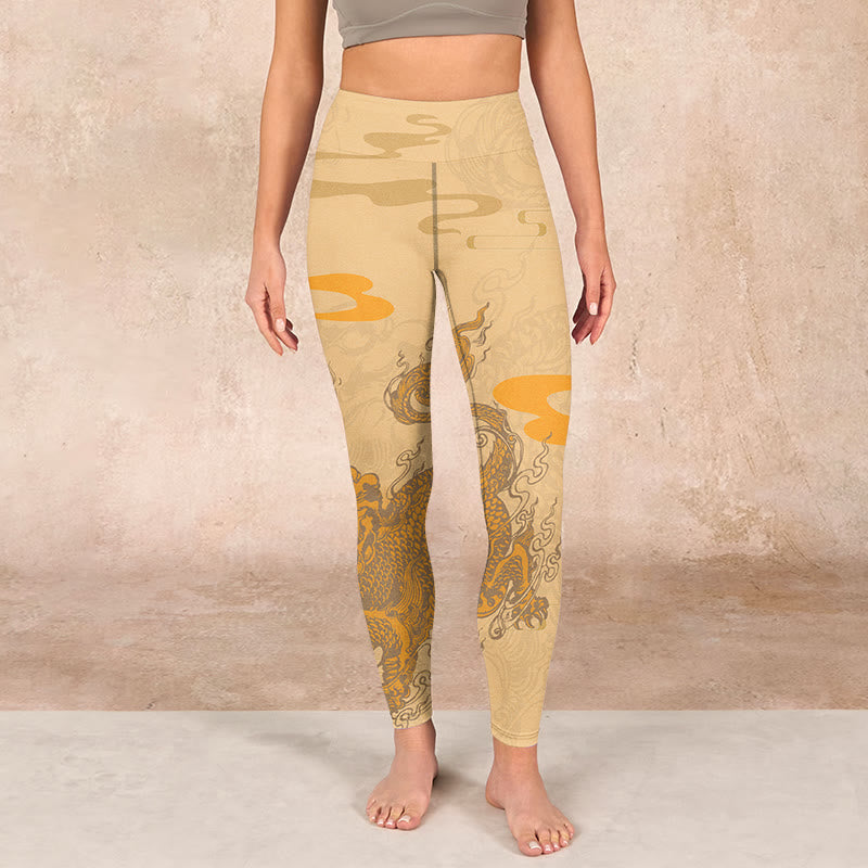 Buddha Stonesと貔貅雲柄のジムレギンス レディース ヨガパンツ - image 1