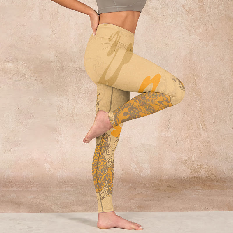 Buddha Stonesと貔貅雲柄のジムレギンス レディース ヨガパンツ - image 16