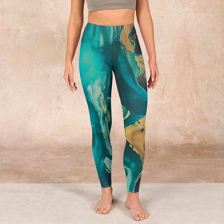 Buddha Stonesダークシアン 自然風景 エクササイズレギンス レディース ヨガパンツ - image 1