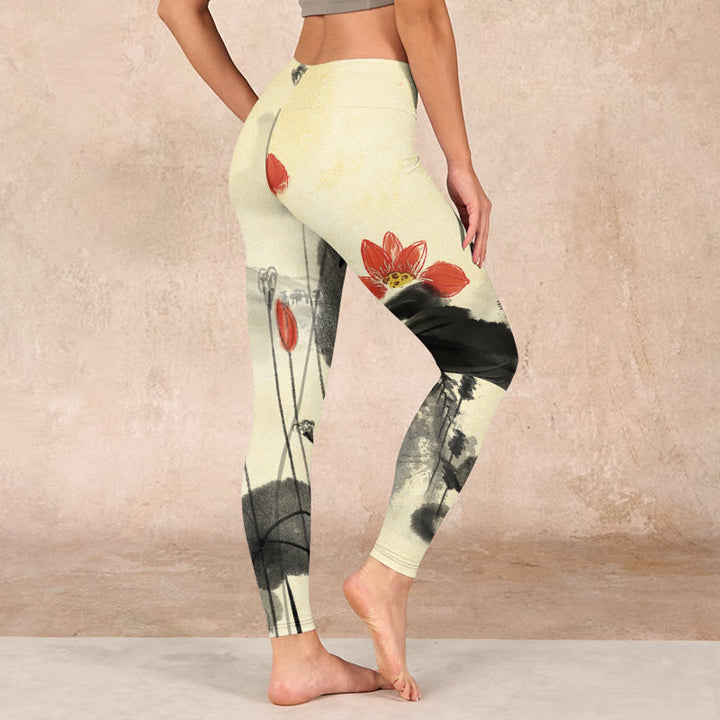 Buddha Stones、蓮の山、家のプリントジムレギンス、レディースヨガパンツ - image 2