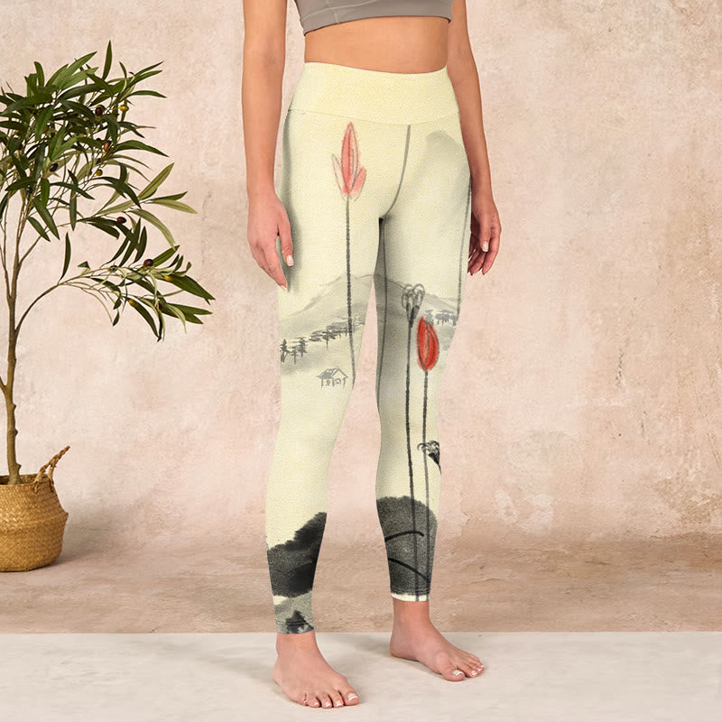 Buddha Stones、蓮の山、家のプリントジムレギンス、レディースヨガパンツ - image 3