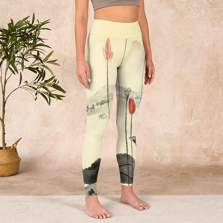 Buddha Stones、蓮の山、家のプリントジムレギンス、レディースヨガパンツ - image 3