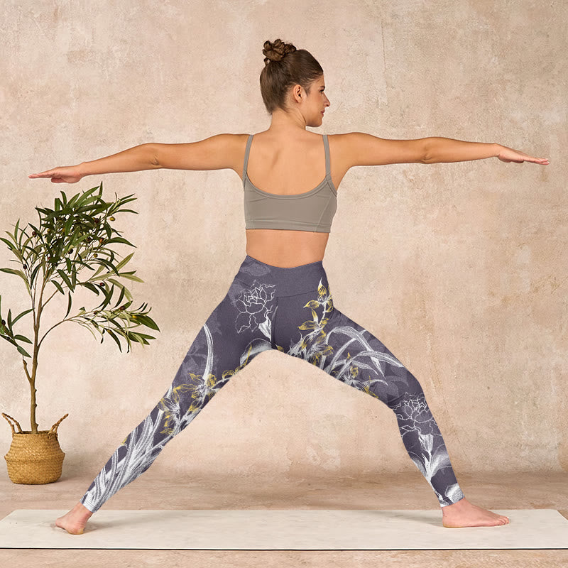 Buddha Stones、蘭、花、バラのジムレギンス、レディースヨガパンツ - image 10