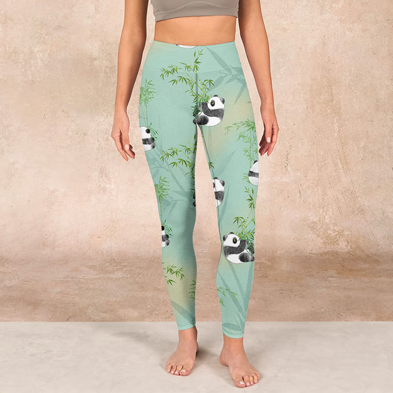 Buddha Stonesバンブーパンダプリント ジムレギンス レディース ヨガパンツ - image 1