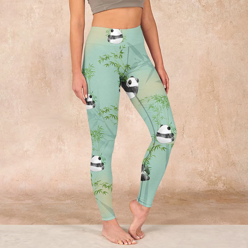 Buddha Stonesバンブーパンダプリント ジムレギンス レディース ヨガパンツ - アクアマリン - US18、 UK/AU22、 EU50 (4XL) - image 1