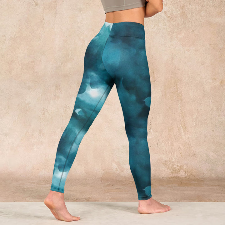 Buddha Stonesダークグリーン クラウド ジムレギンス レディース ヨガパンツ - image 4