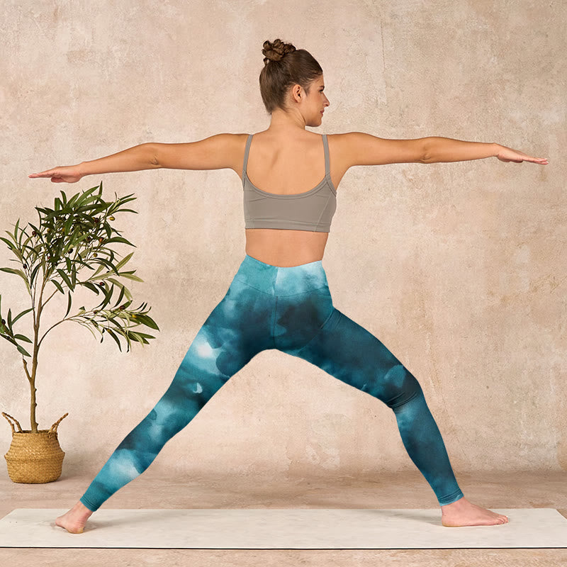 Buddha Stonesダークグリーン クラウド ジムレギンス レディース ヨガパンツ - image 11