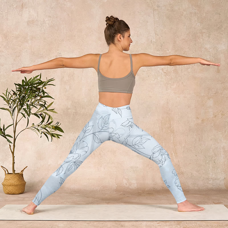 Buddha Stones、牡丹、花、葉のプリント、ジムレギンス、レディースヨガパンツ - image 11