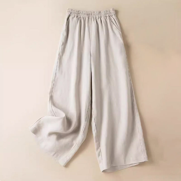 Buddha Stonesカジュアル 無地 レディース ワイドレッグパンツ ポケット付き - ベージュ - US12、 UK/AU16、 EU44 (3XL) - image 19