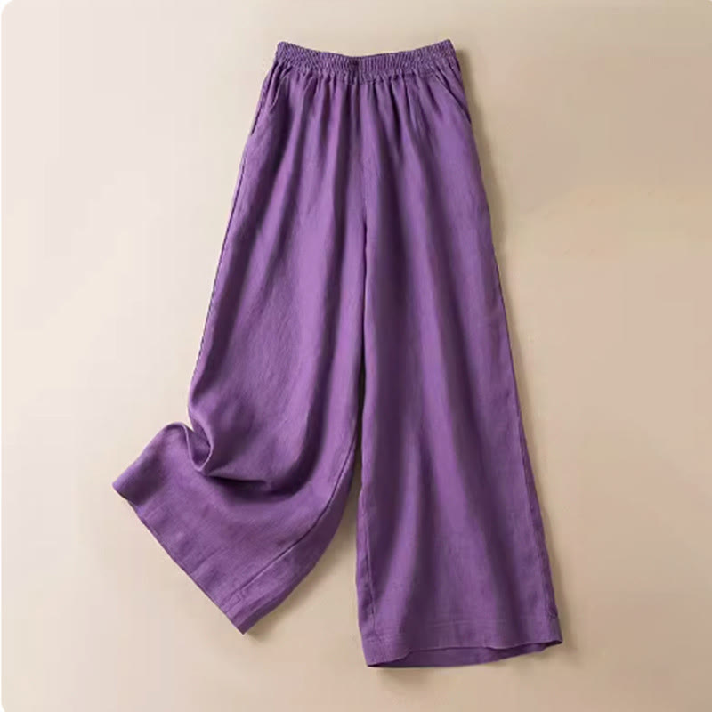 Buddha Stonesカジュアル 無地 レディース ワイドレッグパンツ ポケット付き - 紫 - US12、 UK/AU16、 EU44 (3XL) - image 7