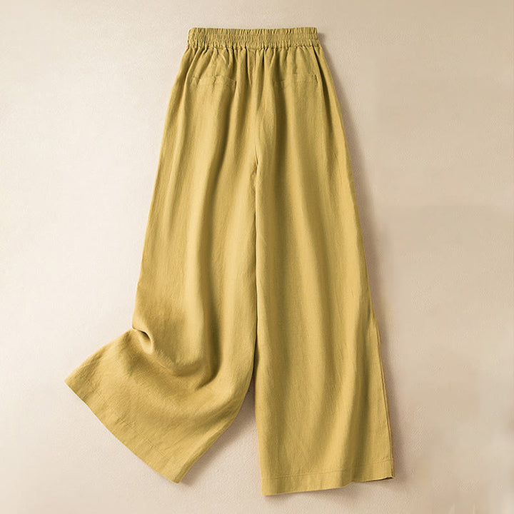 Buddha Stonesカジュアル 無地 レディース ワイドレッグパンツ ポケット付き - 黄色 - US12、 UK/AU16、 EU44 (3XL) - image 26