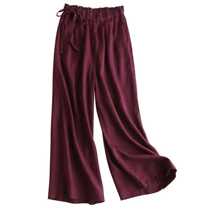 Buddha Stonesカジュアル 無地 レースアップ コットンリネン レディース ワイドレッグパンツ - image 21