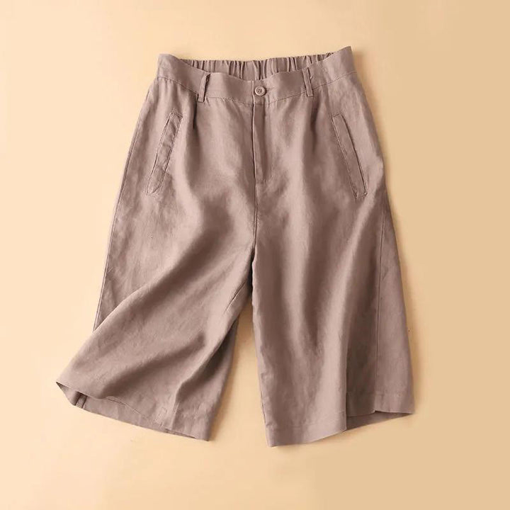 Buddha Stones無地 ボタン ジッパー コットン レディース ショートパンツ ポケット付き - バーリーウッド - US12、 UK/AU16、 EU44 (3XL) - image 14