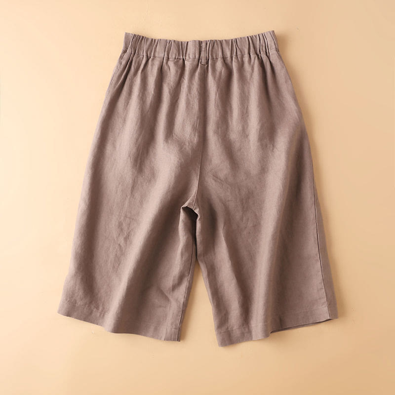 Buddha Stones無地 ボタン ジッパー コットン レディース ショートパンツ ポケット付き - image 15
