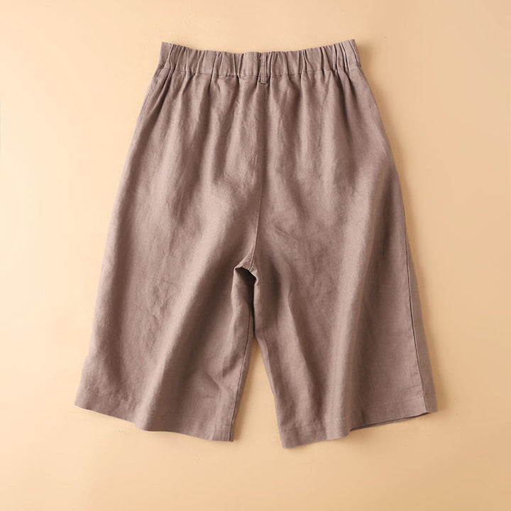 Buddha Stones無地 ボタン ジッパー コットン レディース ショートパンツ ポケット付き - image 15