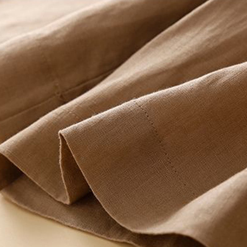 Buddha Stones無地 プリーツ ジッパーボタン コットンリネン レディース ショートパンツ ポケット付き - image 7