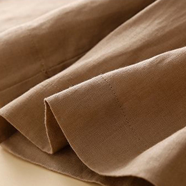 Buddha Stones無地 プリーツ ジッパーボタン コットンリネン レディース ショートパンツ ポケット付き - image 7