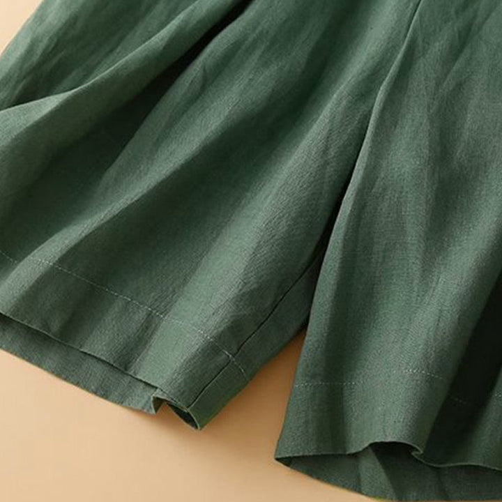 Buddha Stones無地 プリーツ ジッパーボタン コットンリネン レディース ショートパンツ ポケット付き - image 21