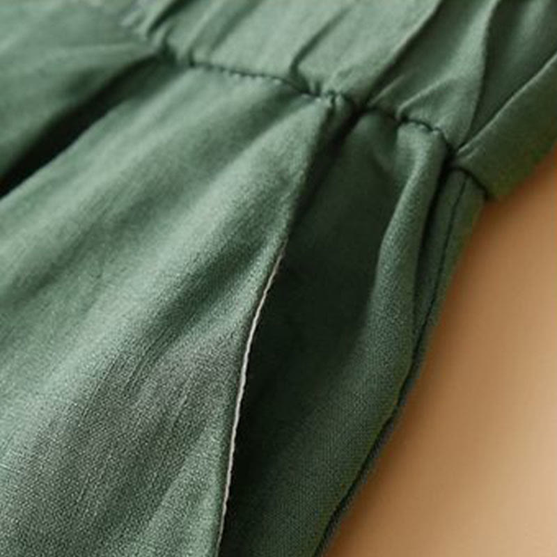 Buddha Stones無地 プリーツ ジッパーボタン コットンリネン レディース ショートパンツ ポケット付き - image 17