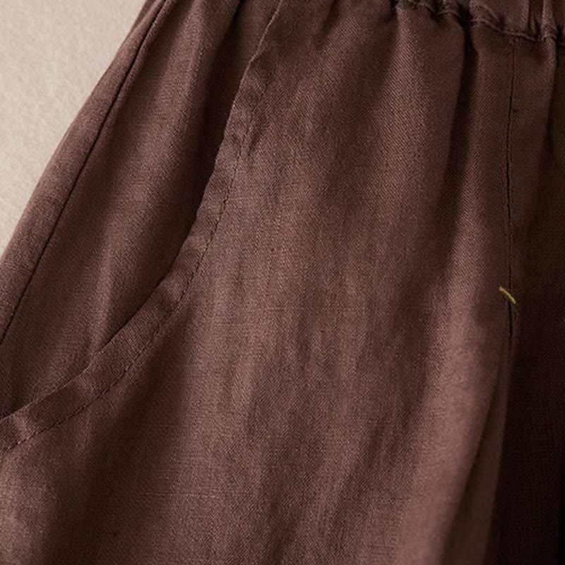 Buddha Stonesカジュアル 無地 コットンリネン レディース ショートパンツ ポケット付き - image 16