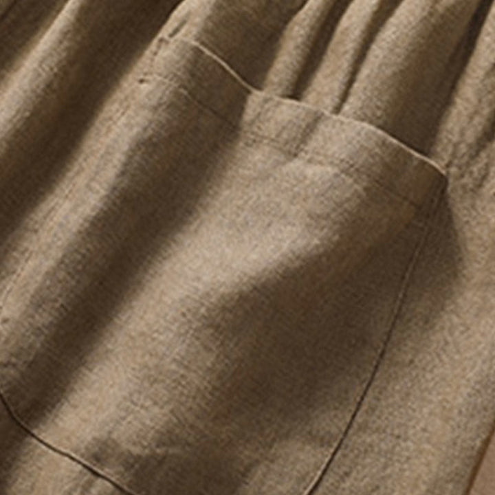 Buddha Stonesカジュアル 無地 ターンアップ カフ ベルト コットン リネン レディース ショートパンツ ポケット付き - image 5