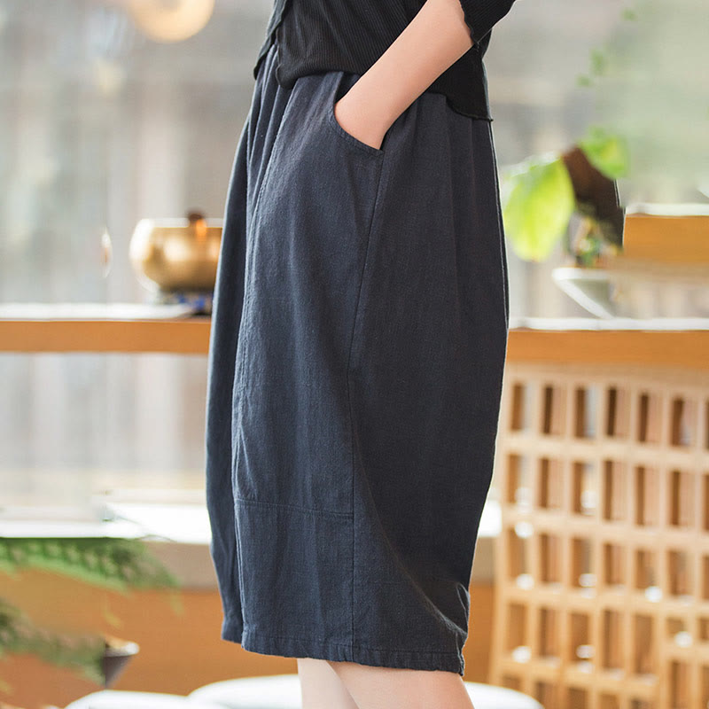 Buddha Stonesカジュアル 無地 コットン ラミー レディース ショートパンツ ポケット付き - image 16