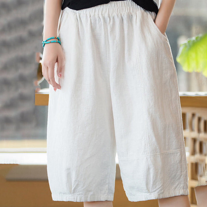 Buddha Stonesカジュアル 無地 コットン ラミー レディース ショートパンツ ポケット付き - image 8