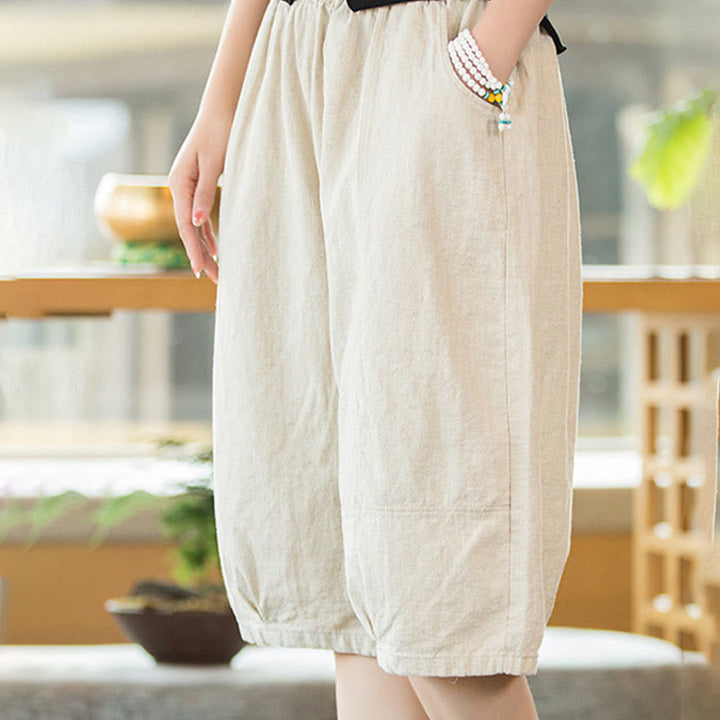Buddha Stonesカジュアル 無地 コットン ラミー レディース ショートパンツ ポケット付き - image 23