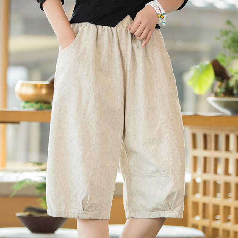 Buddha Stonesカジュアル 無地 コットン ラミー レディース ショートパンツ ポケット付き - image 21