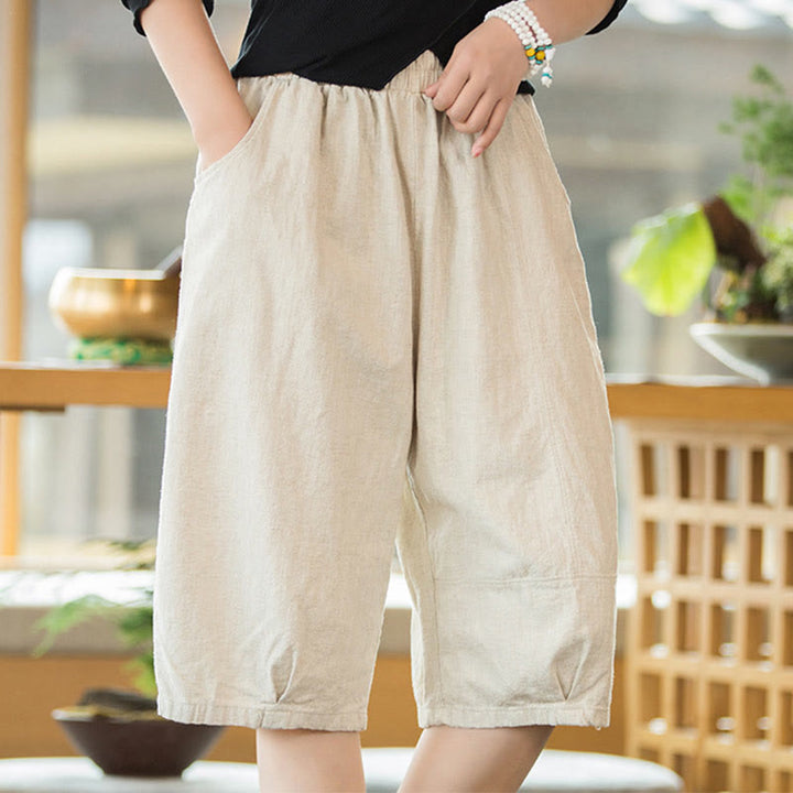 Buddha Stonesカジュアル 無地 コットン ラミー レディース ショートパンツ ポケット付き - image 21