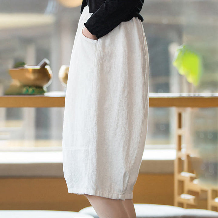 Buddha Stonesカジュアル 無地 コットン ラミー レディース ショートパンツ ポケット付き - image 11