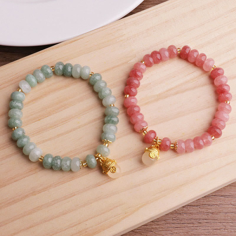 Buddha Stonesストロベリークォーツ シアン翡翠 招き猫ビーズ ヒーリングブレスレット - image 19
