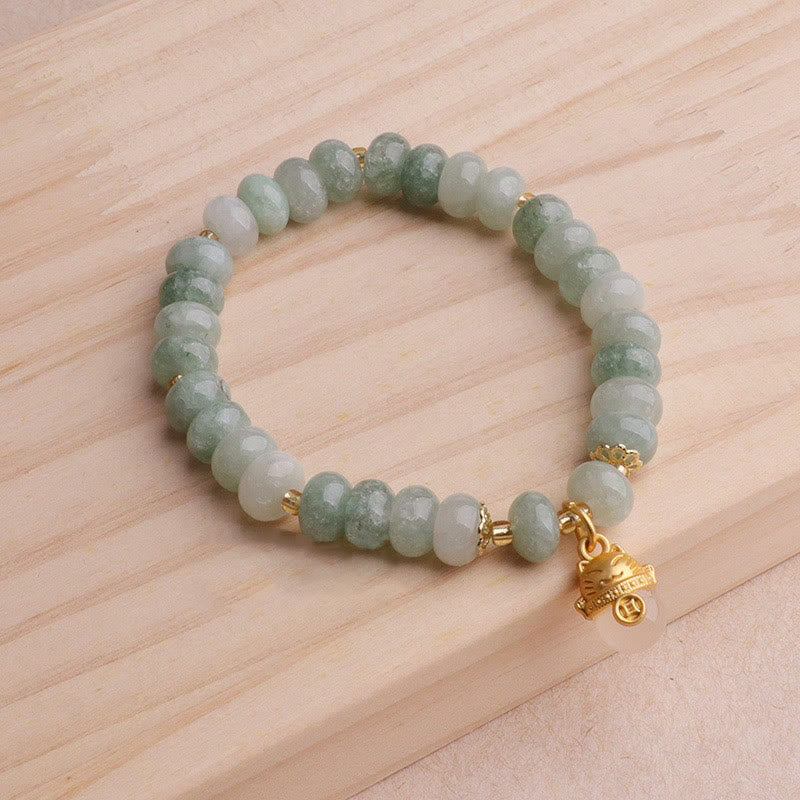 Buddha Stonesストロベリークォーツ シアン翡翠 幸運の猫ビーズ ヒーリングブレスレット - image 17